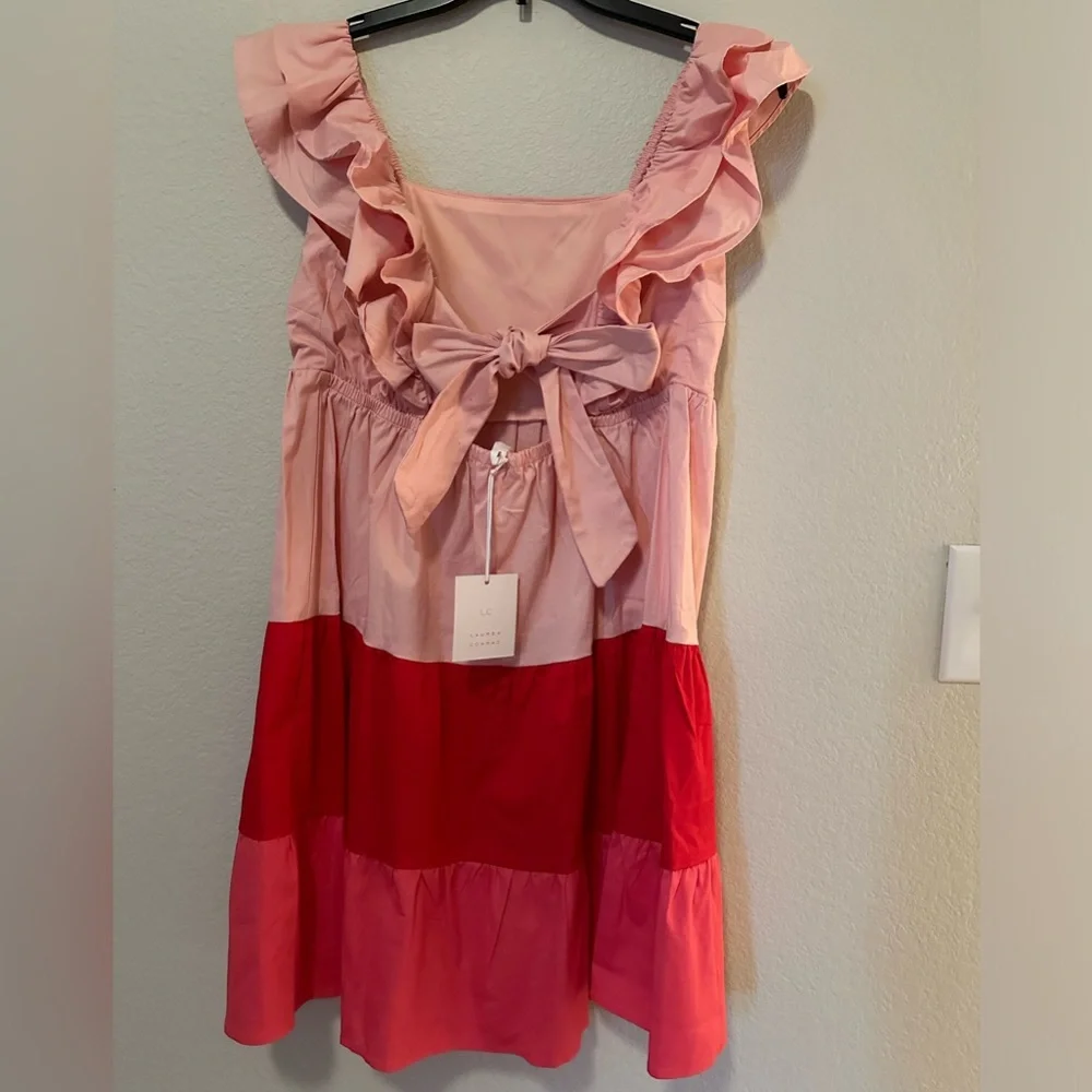 NWT Pink gradient tired tie back dress - Picture 3 of 6